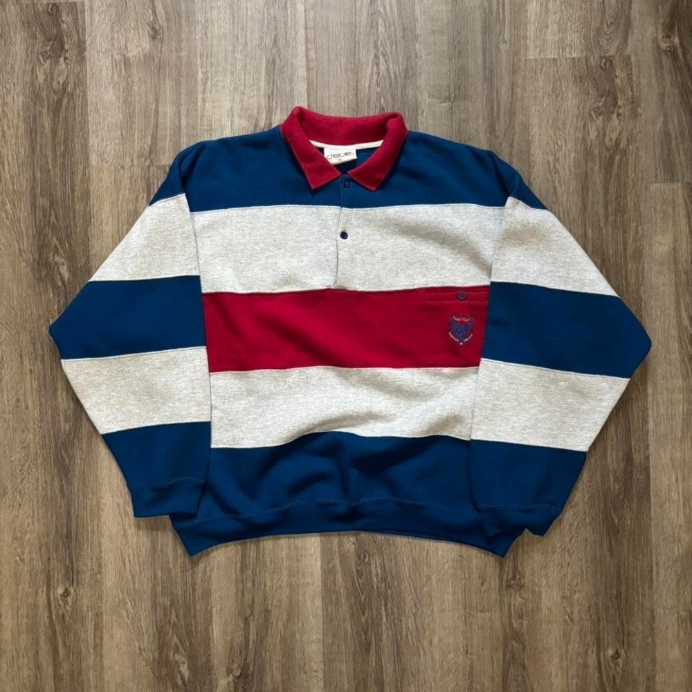 Vintage 90's Cherokee Color Block henley button up sweatshirt